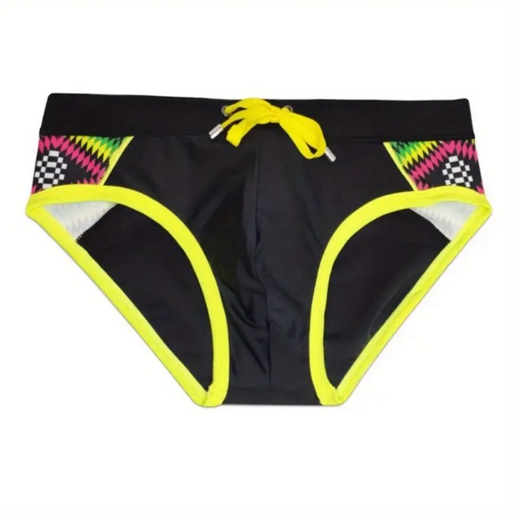 Swim Brief UXH Collection Black and Neon Pattern Medium - Picture 6 of 7